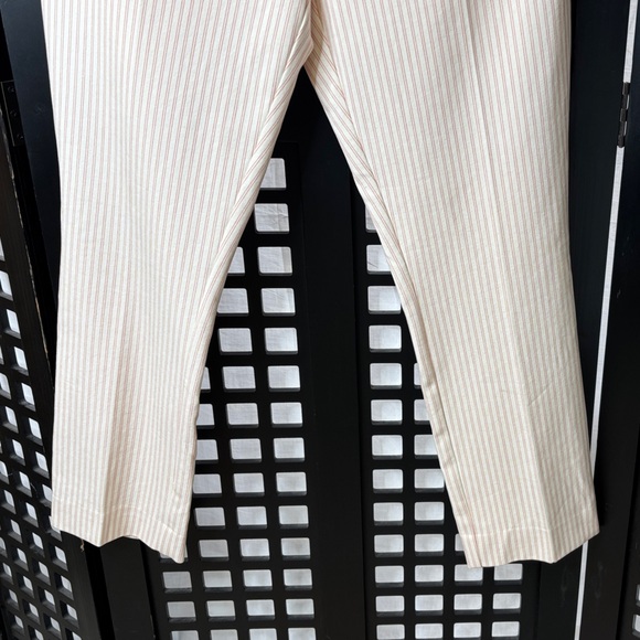 🤍 Anthropologie Essential Slim Striped Cream Pants Size 12 🤍 - Picture 8 of 16